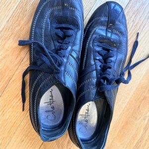 Cole Haan Nike Air Leather Sneakers Black Lace Up Womens Size 8B